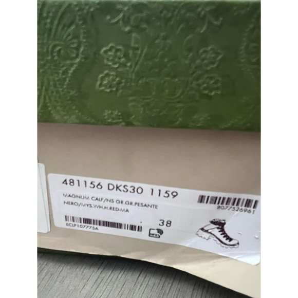 Gucci Magnum Calf Web Sylvie Lace Up black Boots US 8 - Picture 12 of 13